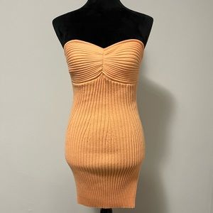 These Three Boutique (Cloud Ten) Ribbed Knitted Tube Dress in Creamsicle